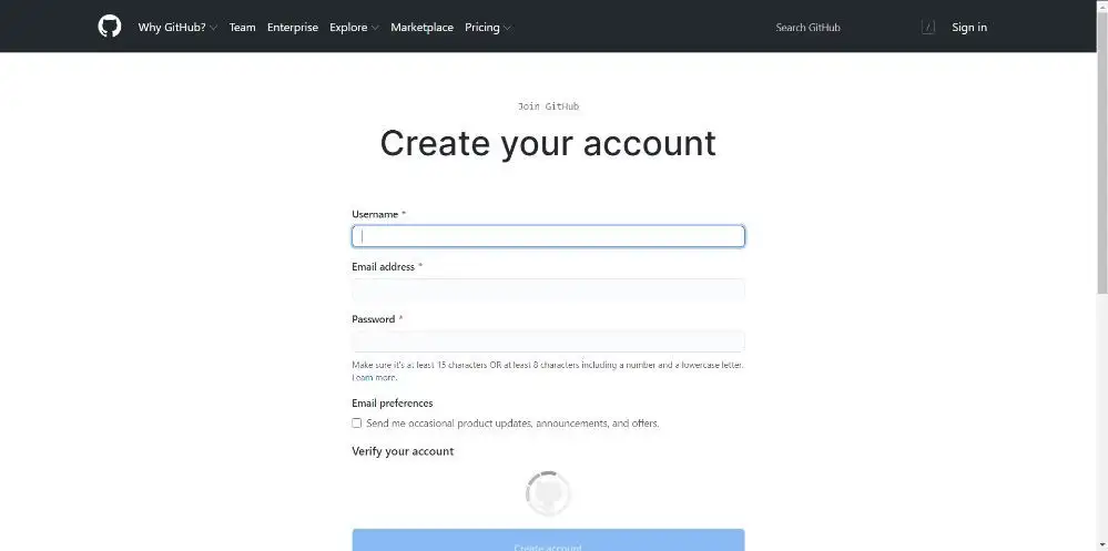 Create Github account